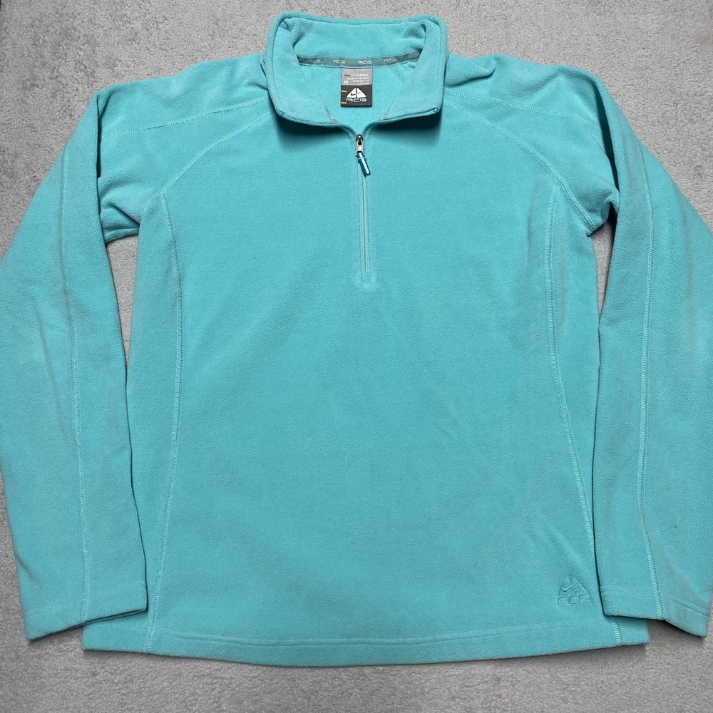 Nike ACG‎ Fleece 1/4 Zip Pullover Womens Medium Turquoise Stretch Outdoors